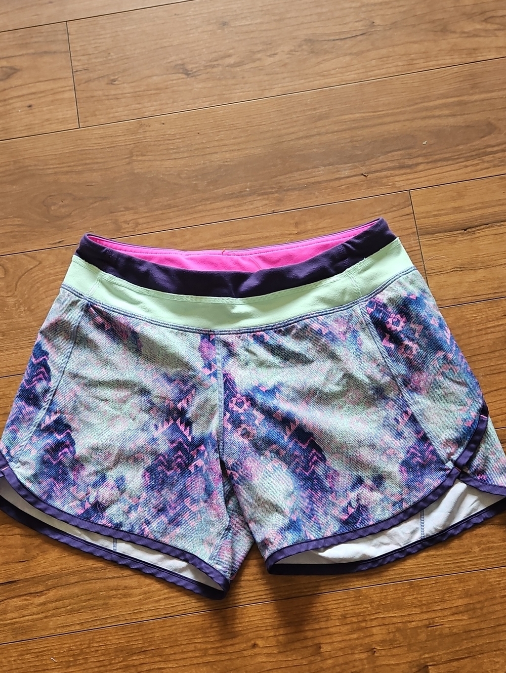 Ivivva Purple and Mint Patterned Athletic Shorts